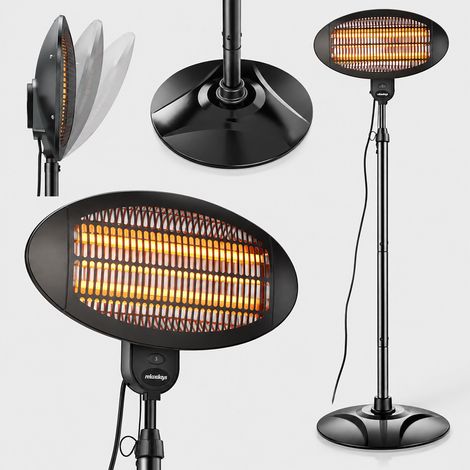 Relaxdays Infrarotstrahler outdoor, Terrassenheizer 2000 W, verstellbar 170-210 cm, Standheizstrahler, Metall, schwarz (1/5)