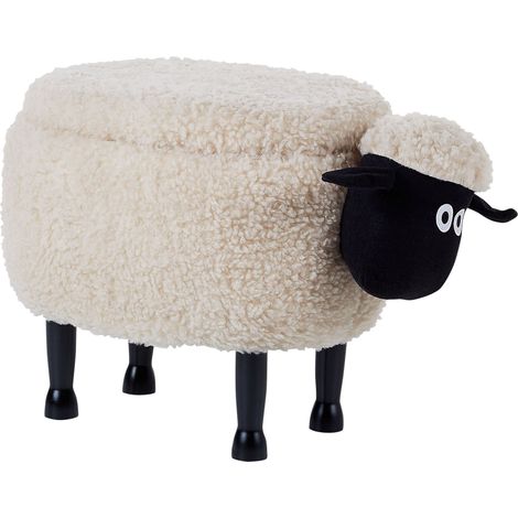 Storage Animal Stool SHEEP Fabric Light Beige (1/5)