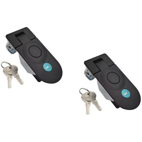 Juego de 2 pestillos de compresión empotrados de aleación de zinc, cerradura de compresión ajustable y sellada, palanca de compresión manual grande con llave (negro)