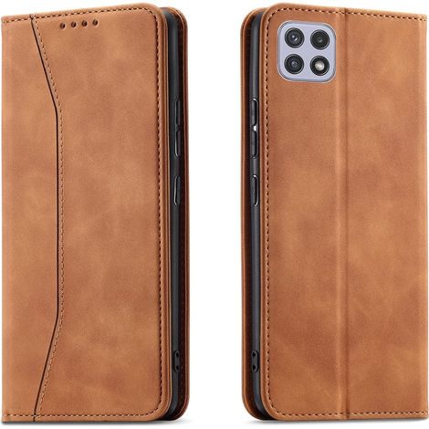 Coque pour Samsung Galaxy A22 5G, PU Cuir Portefeuille Housse Magnétique Flip Pochette Étui à Rabat Case avec Antichoc TPU Housse [Emplacements Cartes] [Fonction Support] (Kaki) (1/5)