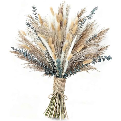 Bouquet de 120 fleurs séchées fait main élégant centre de table décoration de mariage et de fête composition en herbe naturelle multicolore. (1/5)