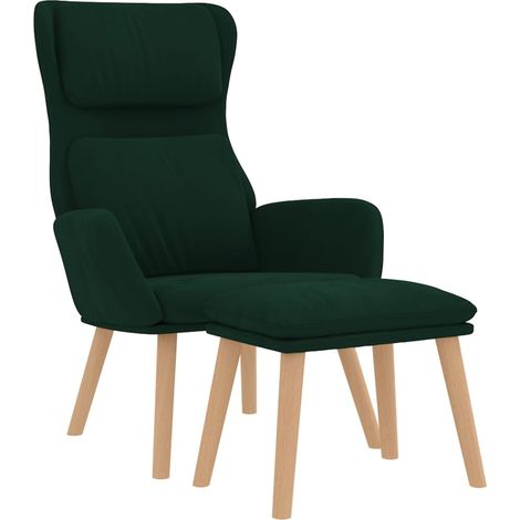 Sillón de relax con taburete terciopelo verde oscuro vidaXL (1/4)