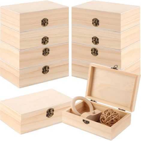 Lot de 10 Boite en Bois avec Couvercle, 15x10x5 cm, Naturel, Coffre en Bois, Petite Boite en Bois, Boite Bois avec Couvercle à Charnière, Boite Rangement Bois pour Bricolage, Bijoux, Bibelots (1/5)
