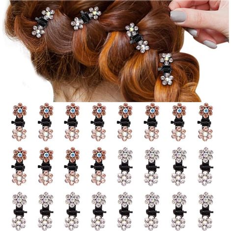 24 pinces à cheveux strass, mini pinces cristal, accessoires coiffure pour femmes et filles (blanc et champagne). (1/5)