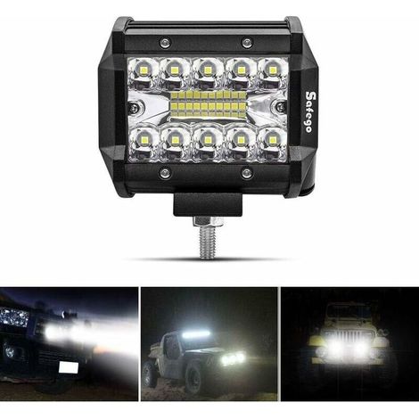 4" 60W Projecteur LED Lampe de travail Barre LED Phare 10800LM, Etanche IP67, Feux Antibrouillard pour Voiture Hors Route Tracteur Camion SUV ATV Bâteau 12V 24V Feux Diurne Lumière (1/5)