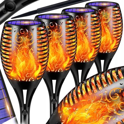 Linterna de lámpara LED solar con efecto de llama de fuego x4 (1/5)