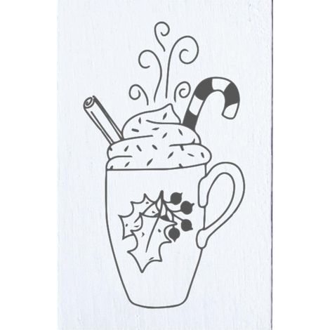 Tampon en bois - Tasse de Noël - 35 x 55 mm (1/2)