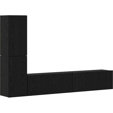 Maison Exclusive - Wand-TV-Schrank 2 pcs Schwarz Eichen-Optik Hol