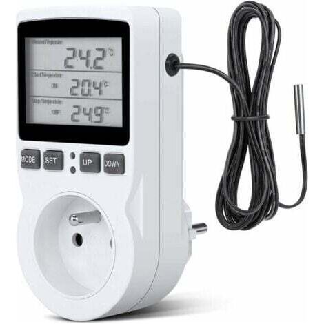 Thermostatstecker, digitaler Zeitschaltuhrstecker, programmierbarer digitaler Stecker mit Sonde, programmierbarer digitaler Timer, Thermostatstecker für Gewächshaus- und Aquarienheizung