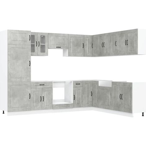 Mueble cocina Kalmar gris hormigón 14 pzas madera contrachapada vidaXL (1/5)