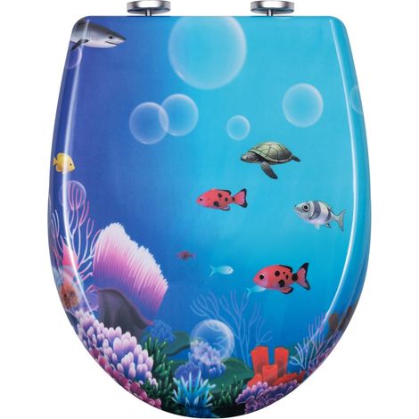 WOLTU Copriwater Sedile WC Universale Soft Close Toilet Seat Bagno in plastica Pesci Cartoon
