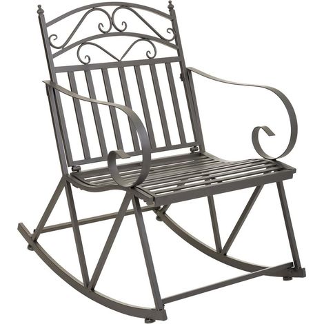 Sillón balancín de forja gris 55x45x91h cm