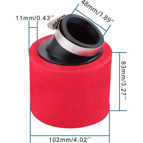 Schwamm-Luftfilter, geeignet für Offroad-Motorräder und ATVs, zweilagig, 48 mm Durchmesser, rot. (1/4)