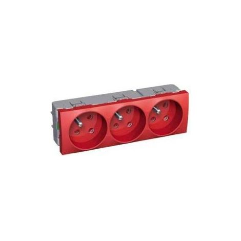 Bloc de 3 prises 2P+T 16A à detrompage 45° pour pose goulotte 45mm SCHNEIDER ALB45236 (1/2)