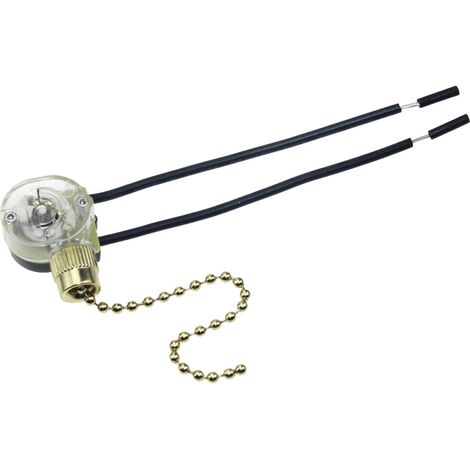 Interrupteur À Cordon De Tirage - Pour Ventilateur De Plafond Et Applique - En Plastique Doré - 12 X 4 X 3 Cm - 1 Pièce (1/4)