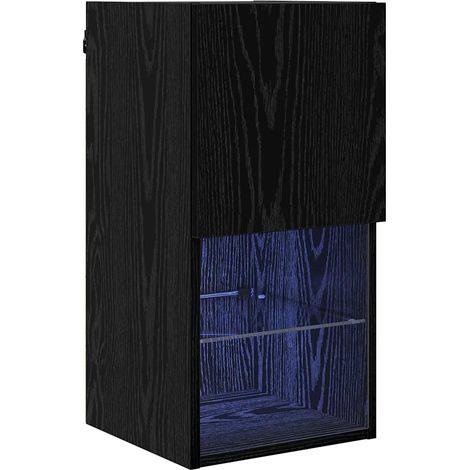 Mueble TV de pared diseño moderno 30,5 x 30 x 60 cm con estantes prácticos ambiente contemporáneo en madera negra 020052808 (1/5)