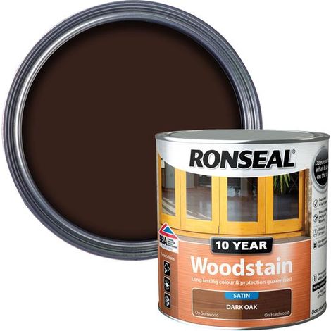 Ronseal 10 Year Dark Oak Woodstain - 750ml, Long-Lasting Weatherproof Exterior Wood Finish