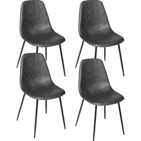 Lot de 4 Chaises Métal "Vladi" 82cm Gris (1/5)