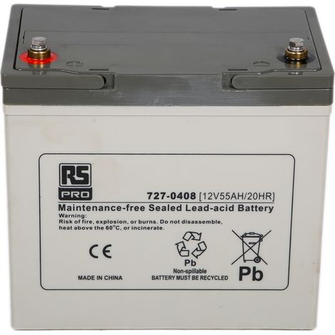Batterie au plomb étanche RS PRO 12V 55Ah cyclique ( Prix pour 1 ) (1/2)