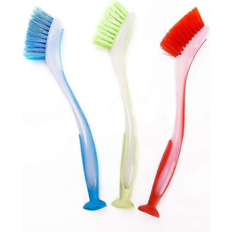 Lot de 3 brosses à vaisselle en plastique résistant avec ventouses pour un nettoyage efficace