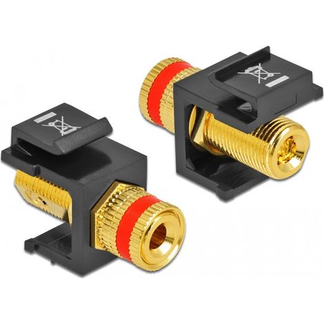 DELOCK KEYSTONE MODULE BORNE DE PÔLE  PRISE FILETÉ ROUGE/NOIR 86863