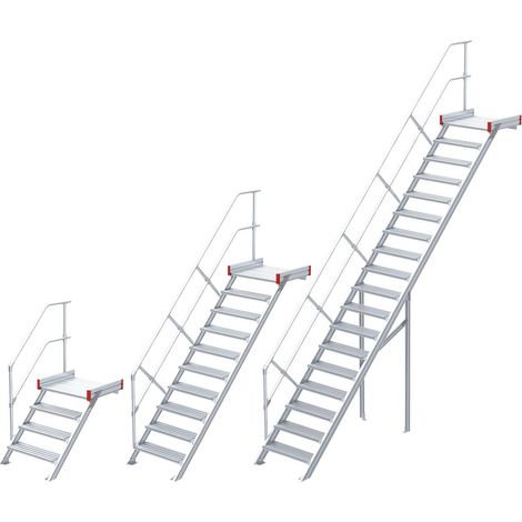 Euroline 511 Podesttreppe 45° 1000mm Stufenbreite 5 Stufen Stahl Gitterrost