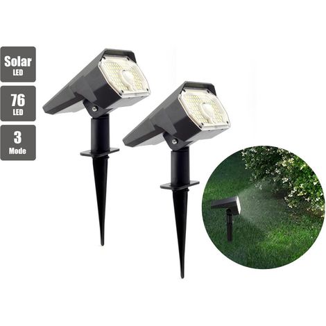 Lampe solaire extérieure à 76 LED avec détecteur de mouvement, applique murale ou de chemin 2 en 1, étanche (lot de 2) (1/5)