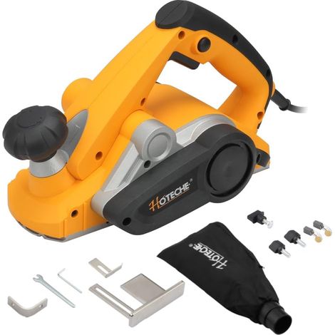 Electric planer 900 W, 82 x 3 mm, 16000 rpm, 65 min blades, VDE plug, aluminium plate, accessories included, black and yellow (1/5)