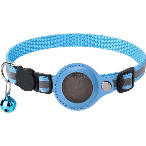 Collare per gatti con campanello 1,5x22-34 cm, supporto sistema GPS compatibile con Airtag blu (1/5)