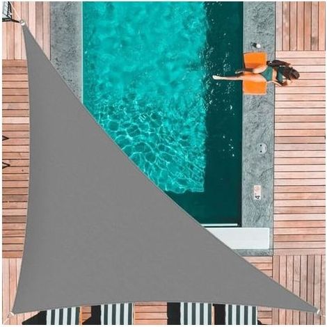Shade of shading Triangular in Polyester Polyester waterproof - Shade of shading Triangular - Angle Right - with Rope of Fastening - 3 x 4 x 5 m - Gray (1/5)