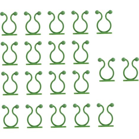 80 grüne Wandbefestigungen für Kletterpflanzen mit Klebehaken. Grüne Kunststoff-Wandhalterungen und -Clips. (1/5)