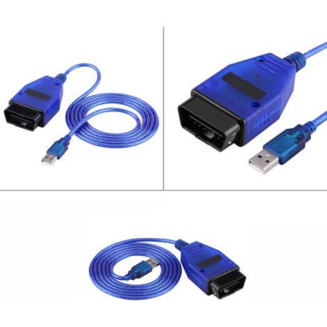 KKL 409.1 Blaues OBD2-USB-Kabel, Kfz-Diagnosegerät, VAG COM-Schnittstelle, 16-poliger Stecker, kompatibel mit Auslesesoftware, Kfz-Zubehör