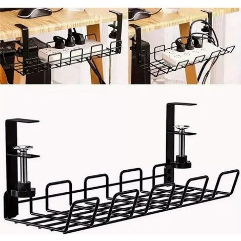 Kit de plateau de gestion des câbles sous le bureau, panier de câbles de table sans perçage pour ranger les rallonges, pince d'organisation de fils sans vis pour la maison, le bureau, le cybercafé, la (1/5)