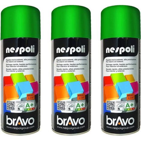 Lot de 3 bombes de peinture professionnelle Nespoli - vert jardin