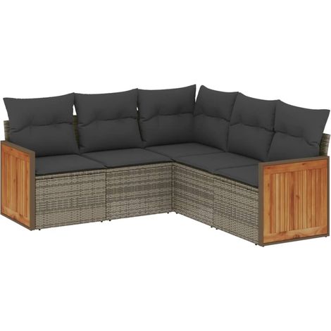 Maison Exclusive - 5-tlg. Garten-Sofagarnitur mit Kissen Grau Pol