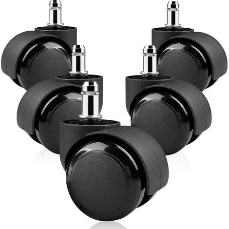11 x 22mm Office Chair Swivel Casters, 360° Rotation for Gaming Chairs, Silent Replacement Wheels, Scratch-Free, Black (1/5)