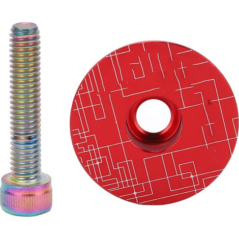 Steuersatzkappe aus Aluminiumlegierung für Mountainbikes mit Schrauben, rot (1/5)