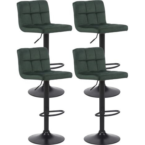Set de 4 Taburetes de bar Feni en terciopelo Verde