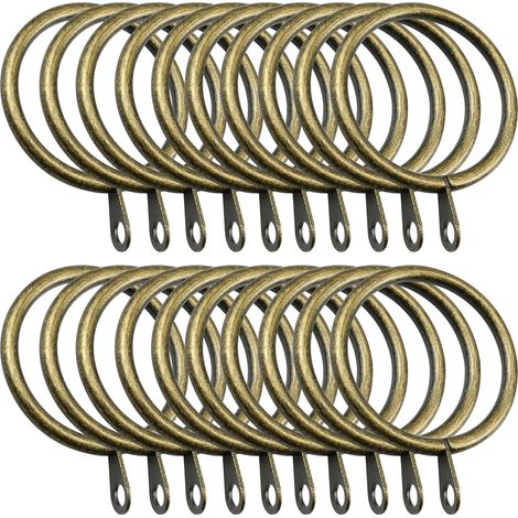 Lot de 100 anneaux de rideau suspendus avec œil fixe et crochets, diamètre intérieur 38mm, couleur bronze. Convient pour rideaux et tringles (1/5)