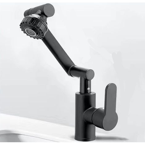 Flexible Küchenarmatur 1080° drehbar 2 Strahlarten, inklusive 2x 60cm Anschlussschläuche Schwarz
