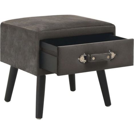 Table de chevet velours gris et pieds pin massif Twilly (1/4)