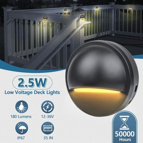 Lot de 6 Spot LED Encastrable Extérieur, IP67 Étanche, Spots à Encastrer Extérieur pour Terrasse Bois Piscine Jardin Escaliers Deck en Bois(6 Led Blanc Chaud ) [Classe énergétique A+++] B (1/4)