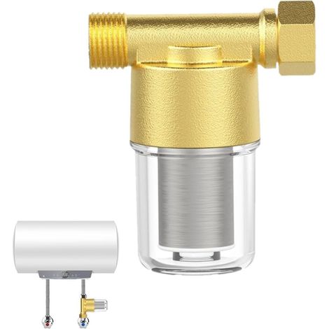 Filtro de agua de 1/2" para agua del grifo, prefiltro de agua, prefiltro de sistema de filtrado de agua de 3/4" con elemento filtrante, filtro para bomba de agua, apto para cabezales de ducha, calenta (1/5)