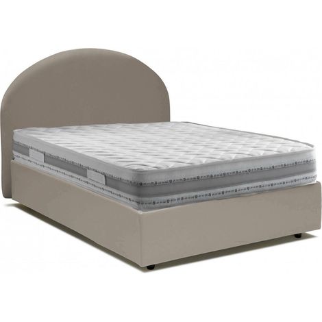 Talamo Italia Quadratisches und halbes Bett Colomba, Containerbett mit Kunstlederbezug, 100% Made in Italy, Frontöffnung, inklusive Matratze Cm 120x190, Turteltaube