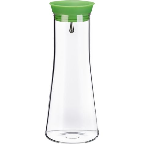 Caraffa cilindrica decorativa per bevande 25 x 10 cm antigoccia stile elegante in vetro cristallo trasparente 130003921