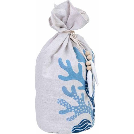 Tope de puerta de algodón con algas azul 12x12x26h cm