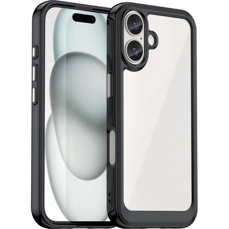Custodia a tema spazio esterno con cornice in gel per iPhone 16 - Nera (1/5)