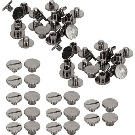 Lot de 30 rivets moletés plats en laiton pour reliure cuir, boutons, clous 9,5 x 4 mm, vis 4 mm (noir)