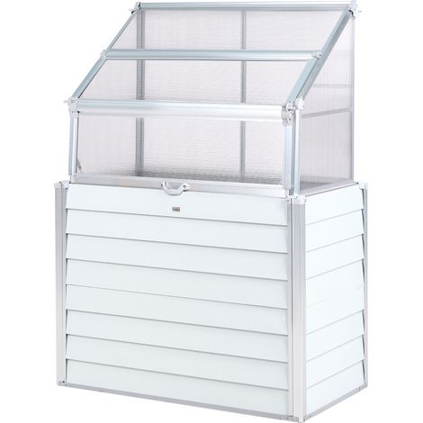 Invernadero de aluminio para balcón con lecho elevado paneles con protección UV blanco crema Navoli
