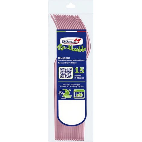 Dopla Forchette Compact Rosa Riutilizzabili 15 pz
